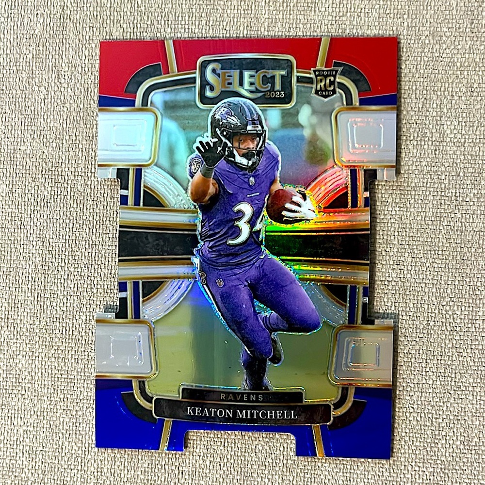 Keaton Mitchell 2023 Panini Select Red Blue Die Cut Ravens NFL Football Card